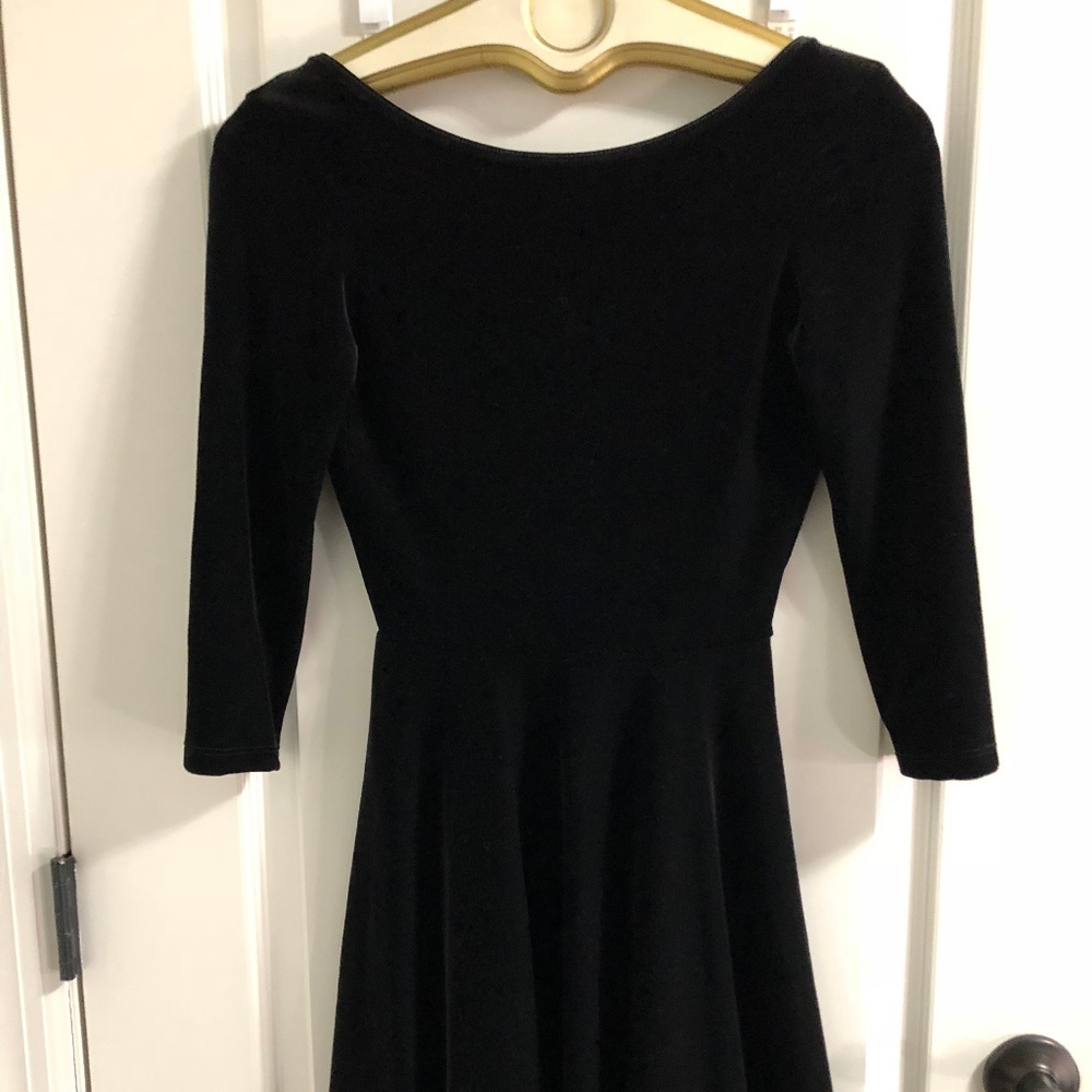 Black velvet skater dress low back